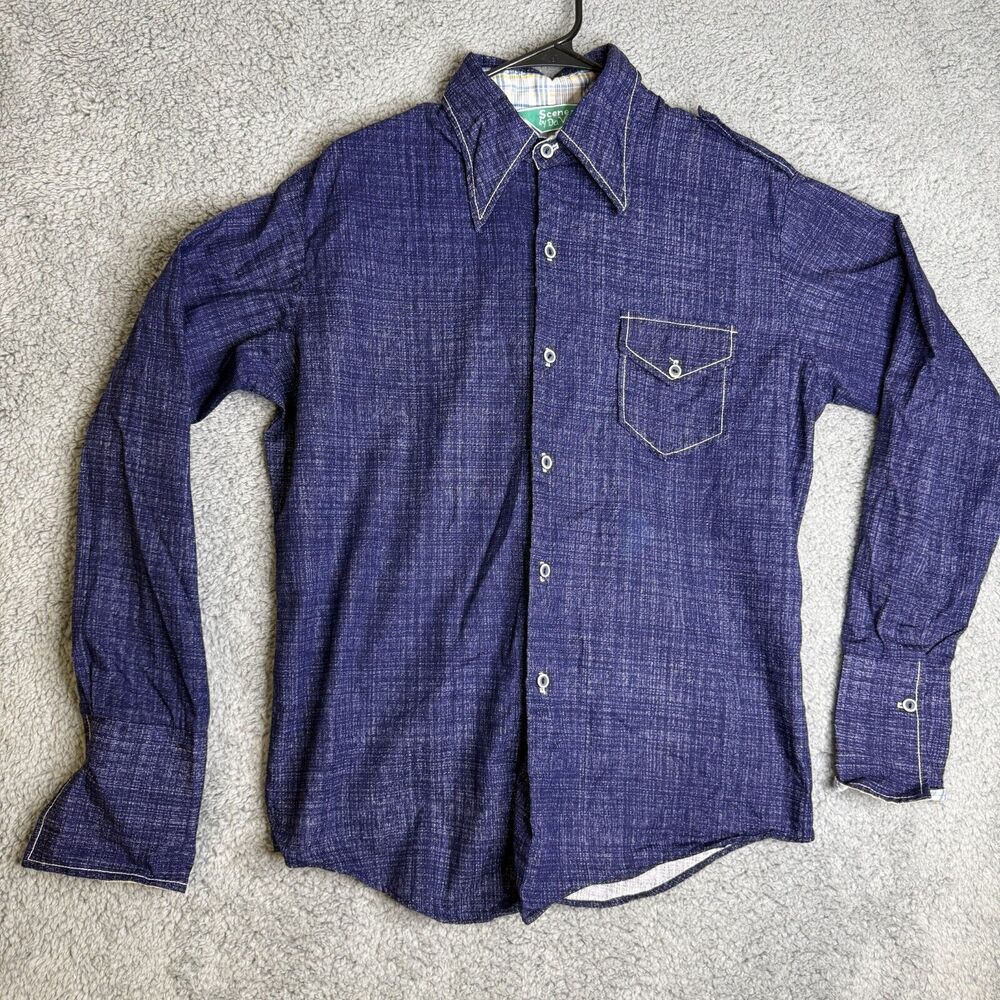 Vintage Scene III Da Vinci Shirt Adult Large Blue Button Up Long Sleeve